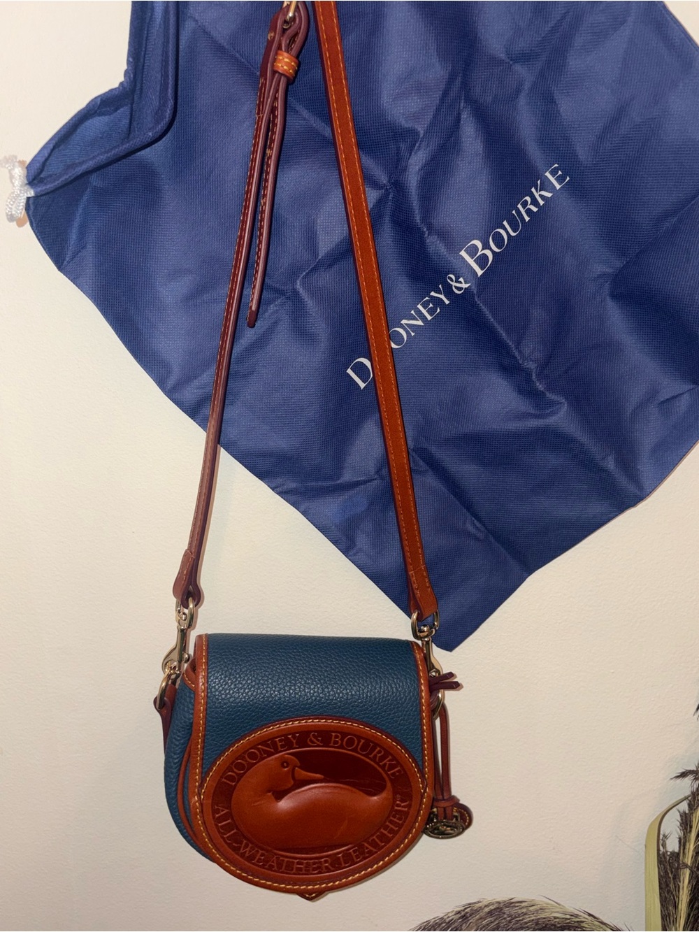 Dooney & Bourke Blue and Brown Leather Crossbody Bag stunning 🤩 rare